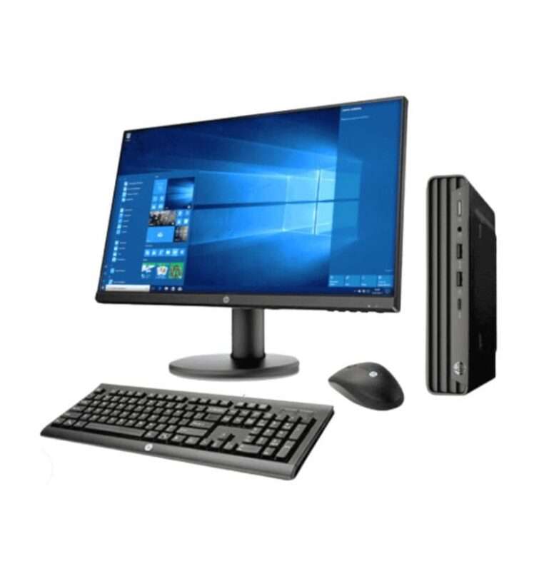 HP 260 G4 Desktop Mini PC – Intel Core i3 10th Gen, 8GB RAM, 128GB SSD + 500GB HDD, Windows 10, Wi-Fi & Bluetooth, Includes HP 23.8" P24V G4 Monitor & Mount – Refurbished